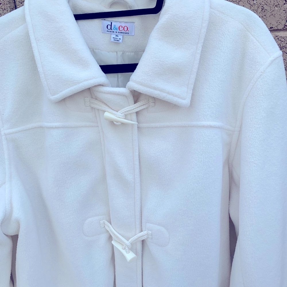 Winter White Warm Car Coat from Denim & Co. Detachable Hood Two Pockets Size XL